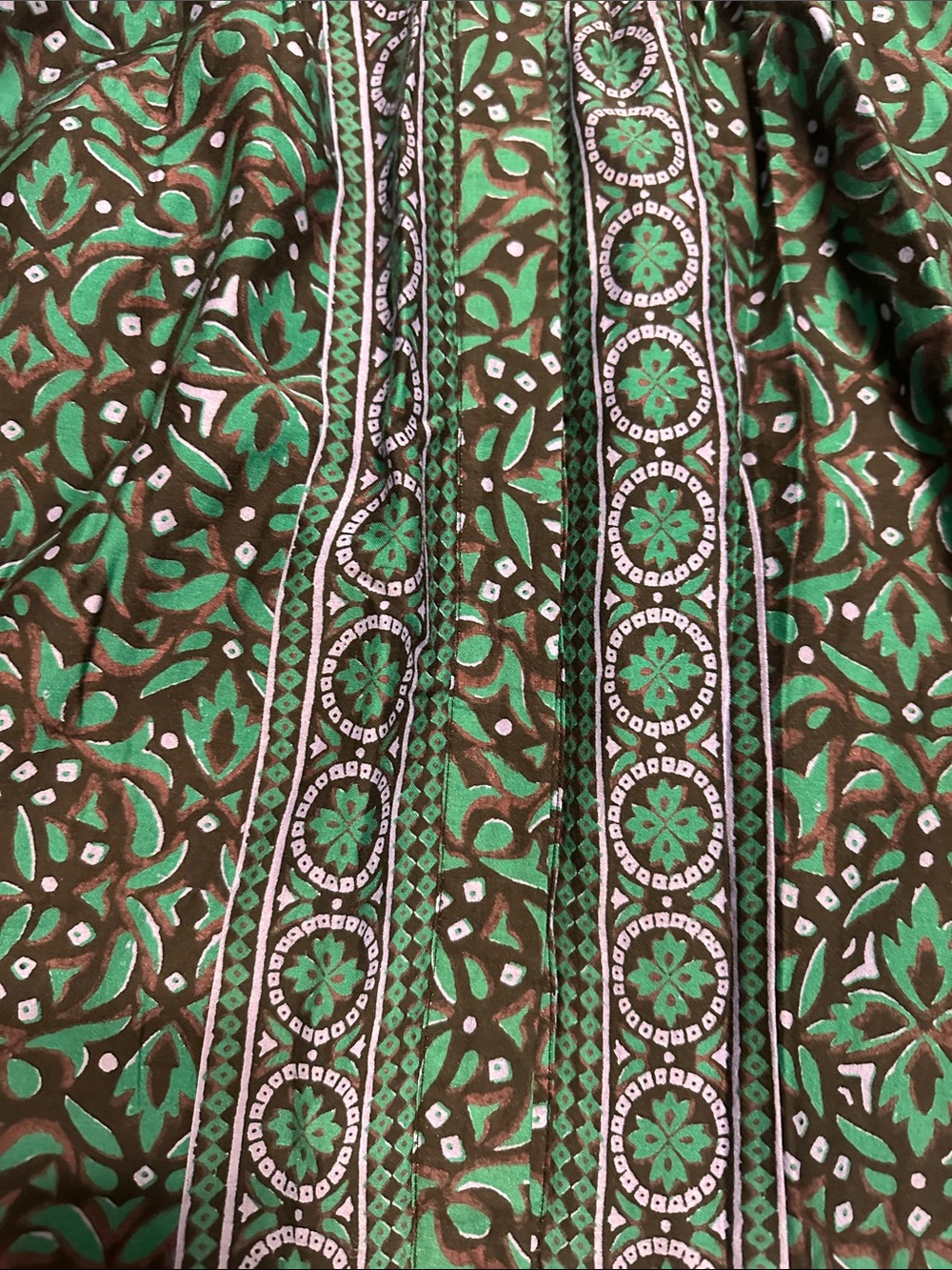 XiRENA Green Black Lavender and Brown Midi Skirt with buttons